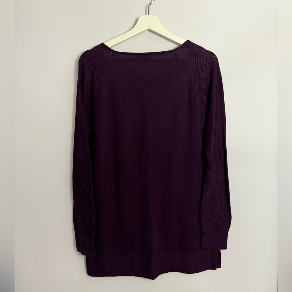 LOFT Deep Purple V-Neck Sweater - Picture 5 of 6